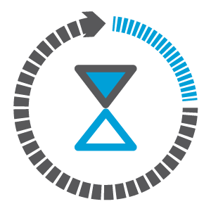 Logo von myPA: das Logo zeigt eine Sanduhr in modernem Design